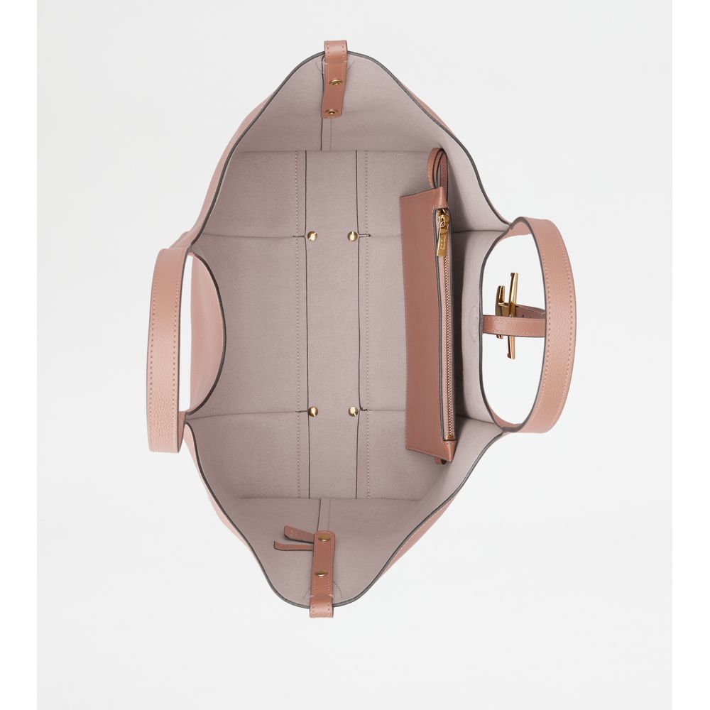 Tods T Timeless Shopping Bag In Leather Small Pink