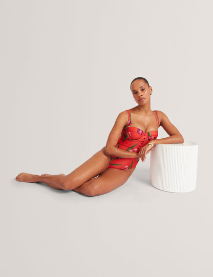 Ted Baker Quwelle Floral Padded Swimsuit With Button Detail Women's