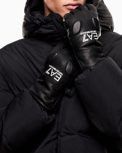 EA7 Technical leather ski gloves