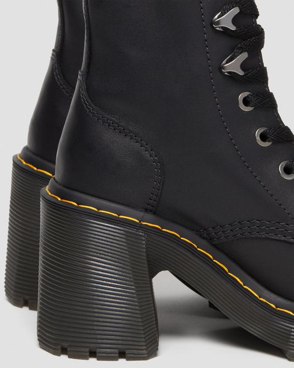 Dr Martens Jesy Sendal Leather Lace Up Flared Heel Boots - Black