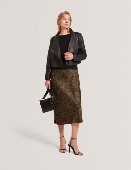 Ted Baker Riyoze Wrap Front Cropped Leather Jacket Women's