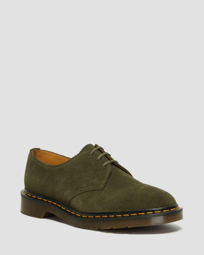 Dr Martens Made In England Buck Suede Oxford Shoes - Green