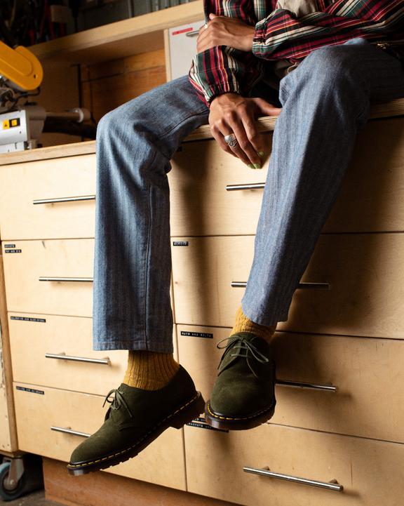 Dr Martens Made In England Buck Suede Oxford Shoes - Green