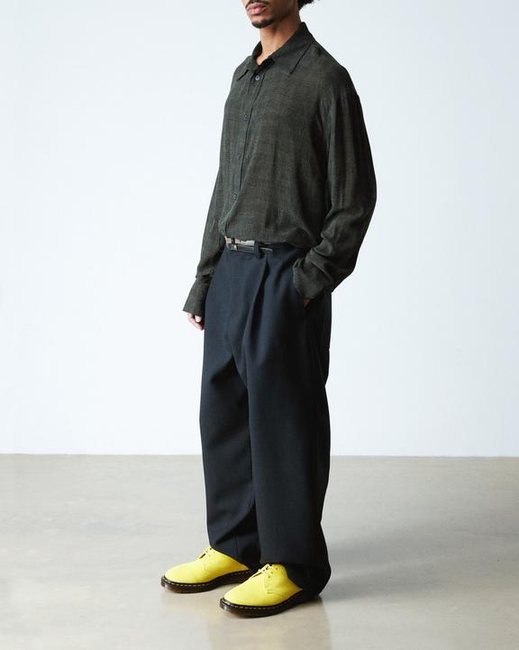 Dr Martens Made In England Buck Suede Oxford Shoes - Yellow