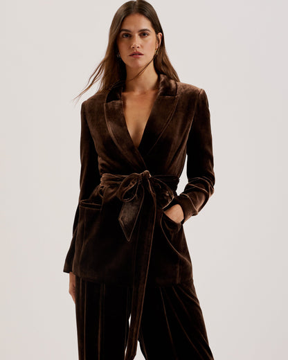 Ted Baker Momiji Velvet Tie Waist Single Breasted Blazer Women's