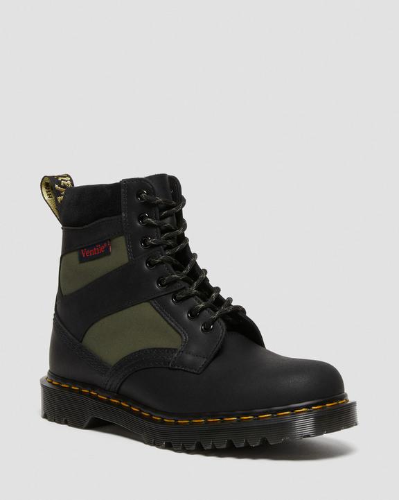 Dr Martens 1460 Made In England Padded Panel Lace Up Boots - Black+Olive