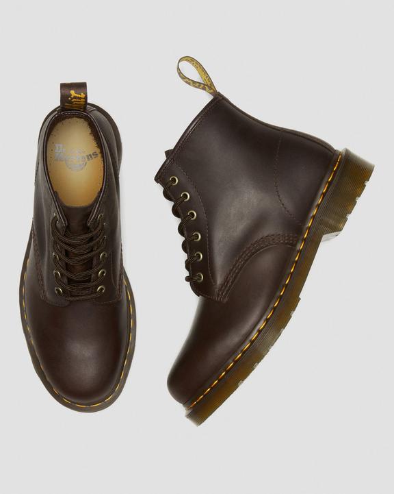 Dr. Martens 101 Crazy Horse Leather Ankle Boots Dark Brown - Mens
