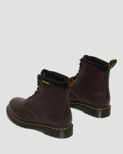 Dr. Martens 1460 Warmwair Leather Lace Up Boots Dark Brown - Womens