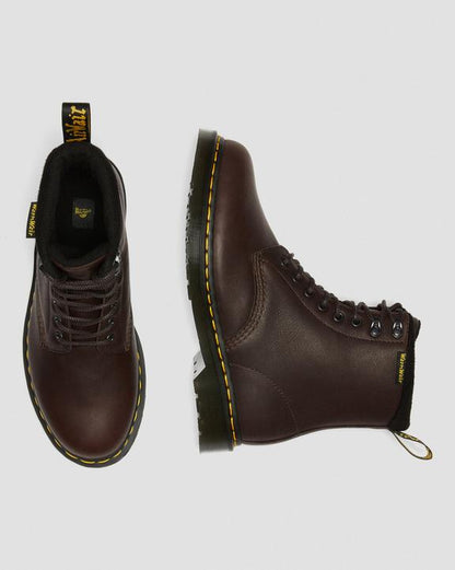 Dr. Martens 1460 Warmwair Leather Lace Up Boots Dark Brown - Womens