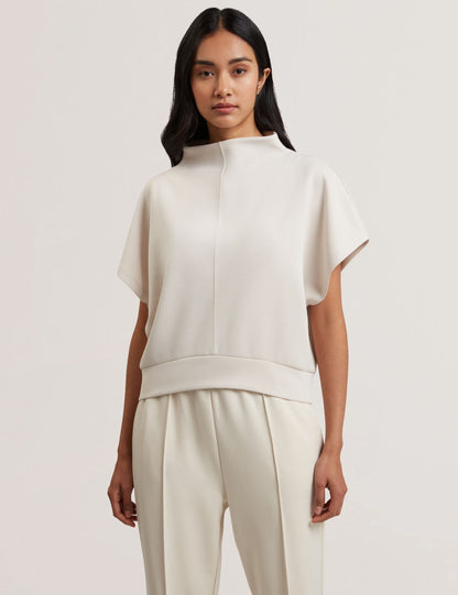 Ted Baker Haliyy Funnel Neck Short Sleeve Sweatshirt In Ivory Women's