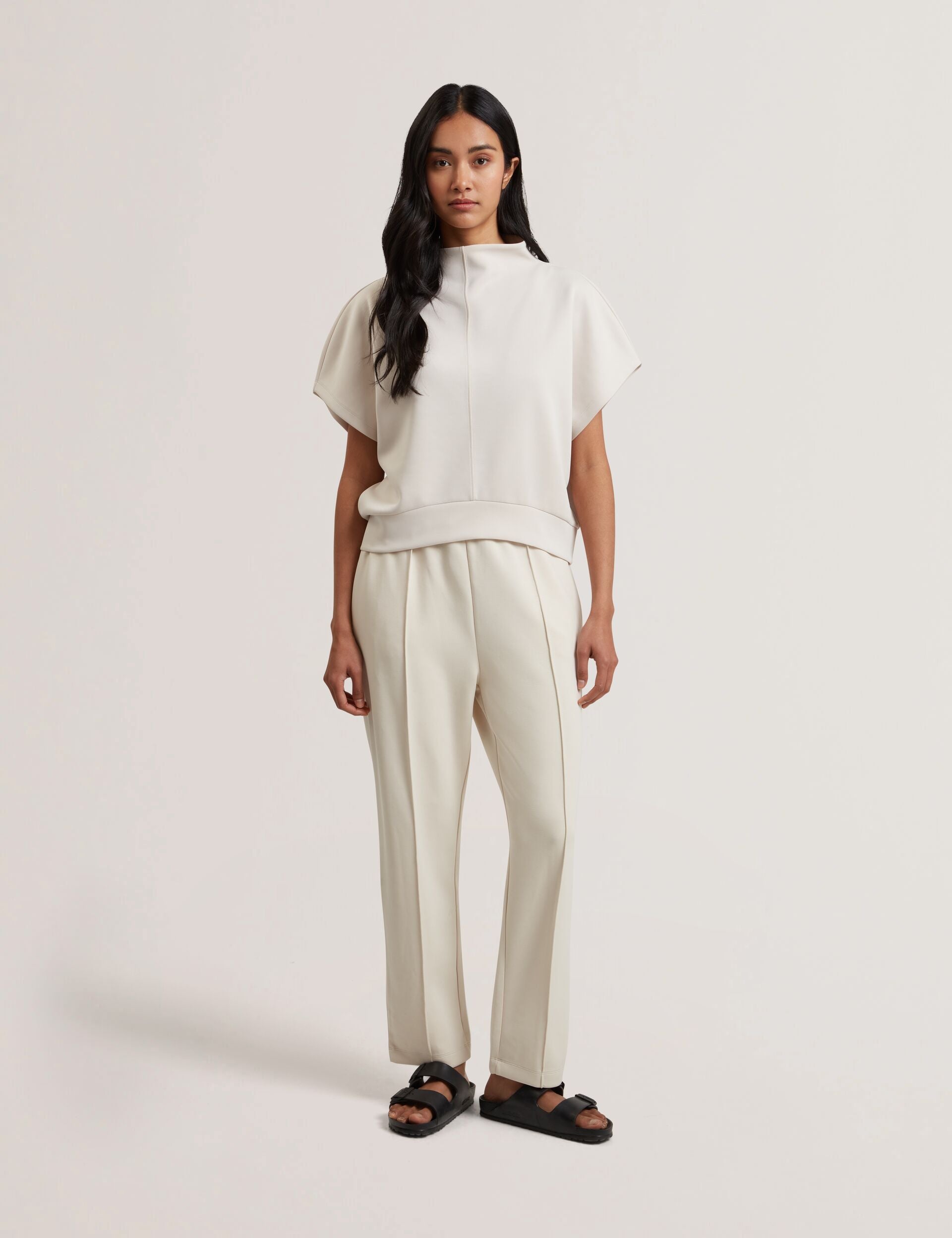 Ted Baker Haliyy Funnel Neck Short Sleeve Sweatshirt In Ivory Women's