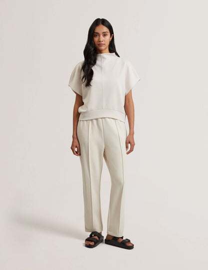 Ted Baker Haliyy Funnel Neck Short Sleeve Sweatshirt In Ivory Women's