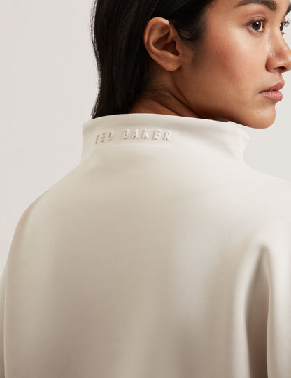 Ted Baker Haliyy Funnel Neck Short Sleeve Sweatshirt In Ivory Women's