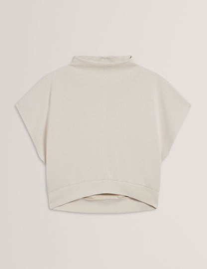Ted Baker Haliyy Funnel Neck Short Sleeve Sweatshirt In Ivory Women's
