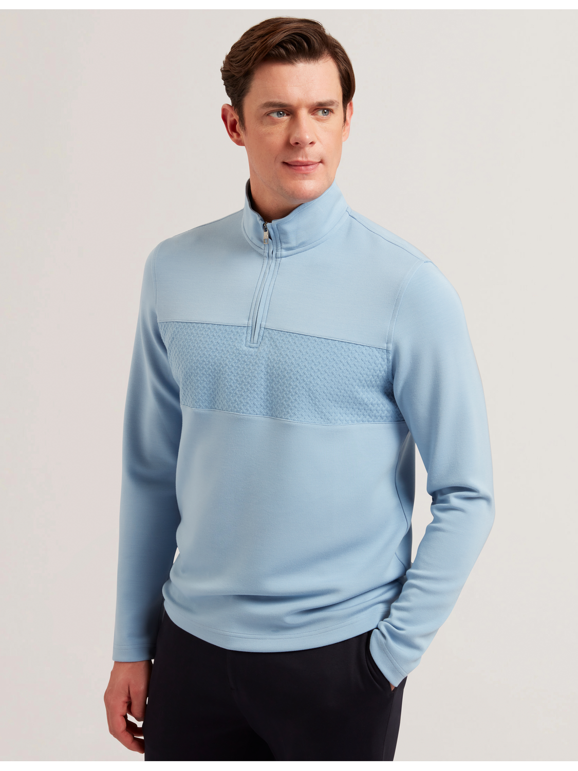 Ted Baker Simonea Textured Panel Halfzip Modal Sweatshirt