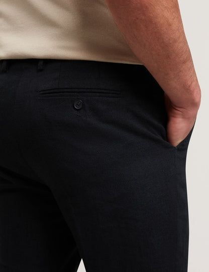 Ted Baker Kumart Black Linen Blend Woven Slim Fit Trousers