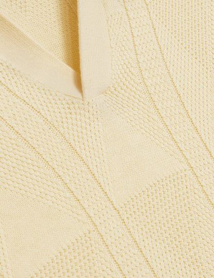 Ted Baker Willden Textured Knit Open Neck Cotton Polo Shirt