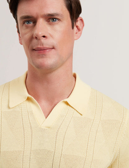 Ted Baker Willden Textured Knit Open Neck Cotton Polo Shirt