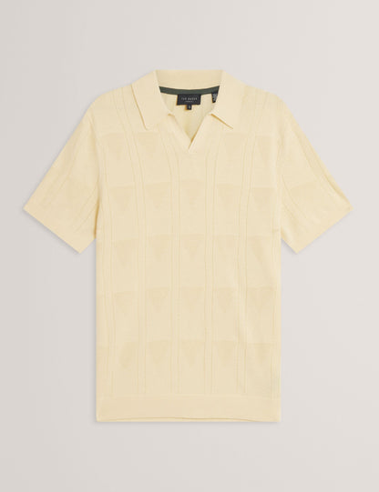 Ted Baker Willden Textured Knit Open Neck Cotton Polo Shirt