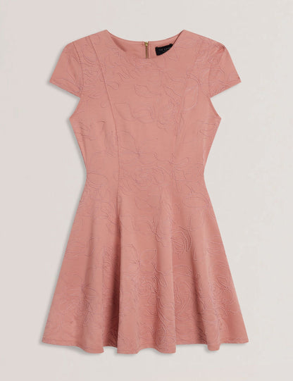 Ted Baker Clodaa Embroidered Short Sleeve Mini Skater Dress Women's