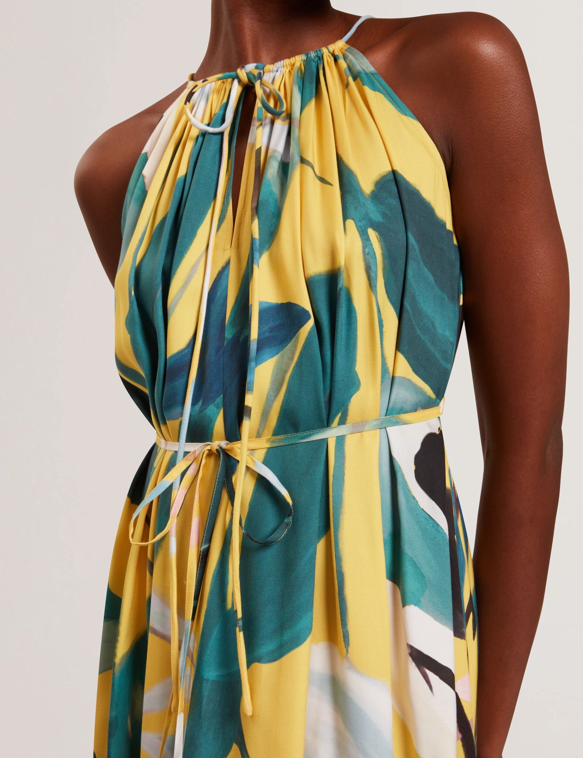 Ted Baker Reelia Bold Print Halterneck Tie Waist Midi Dress Women's  Kicks  Machine
