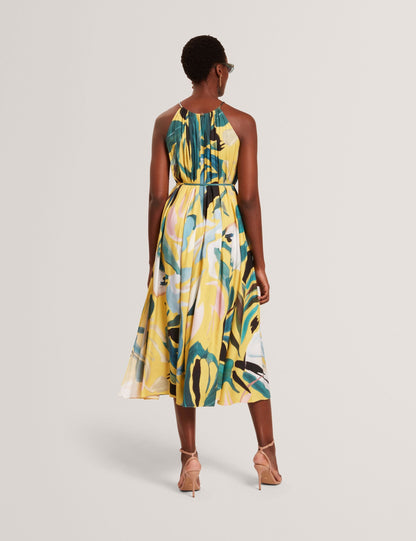 Ted Baker Reelia Bold Print Halterneck Tie Waist Midi Dress Women's