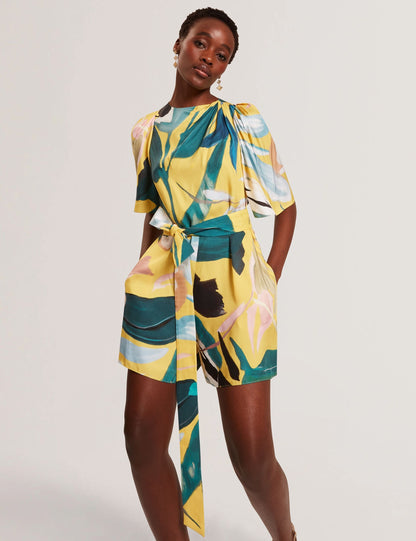 Ted Baker Tiani Printed Flutter Sleeve Belted Playsuit Women's