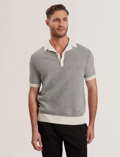 Ted Baker Gregry Textured Knit Revere Collar Polo Shirt
