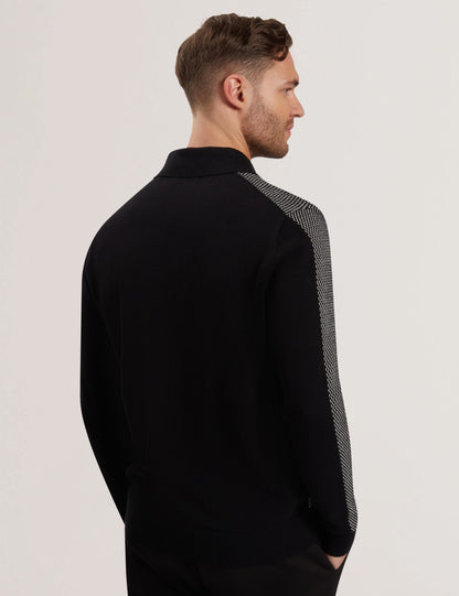 Ted Baker Ardo Textured Front Knitted Long Sleeve Polo Shirt