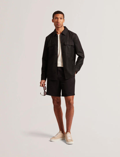 Ted Baker Selwynj Black Lightweight Wool Blend Shirt Jacket