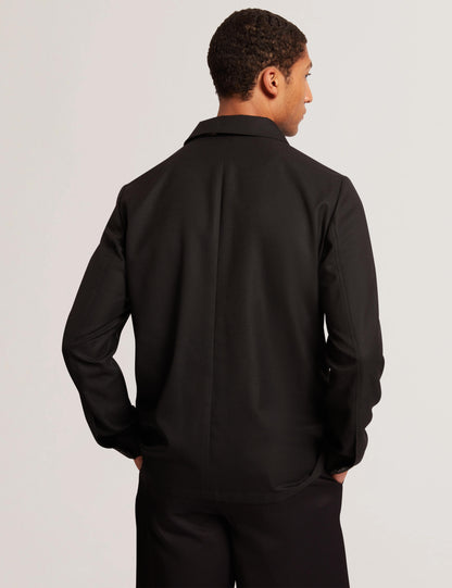 Ted Baker Selwynj Black Lightweight Wool Blend Shirt Jacket