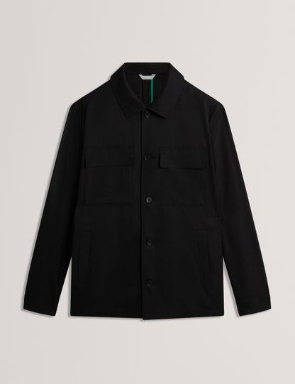 Ted Baker Selwynj Black Lightweight Wool Blend Shirt Jacket
