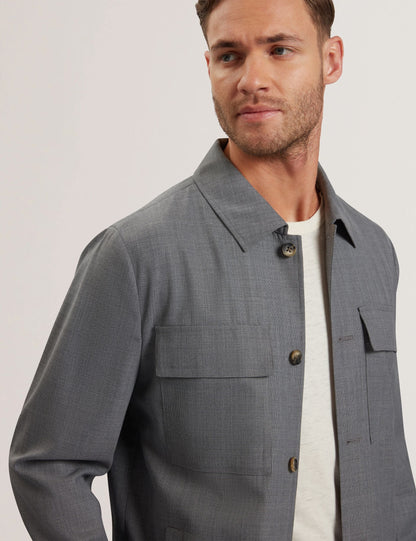 Ted Baker Selwynj Grey Lightweight Wool Blend Shirt Jacket