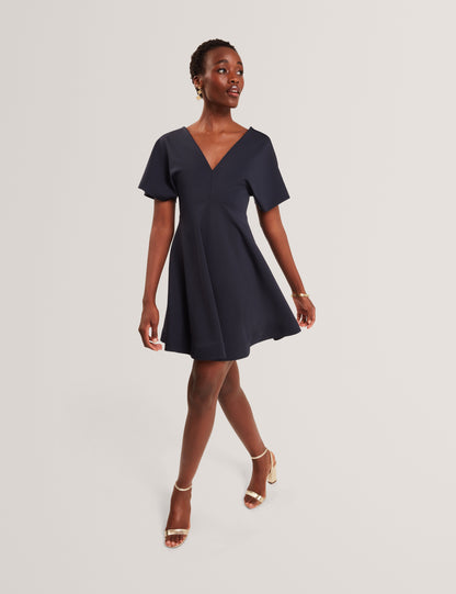 Ted Baker Catlnn Flutter Sleeve Vneck Jersey Skater Dress Women's