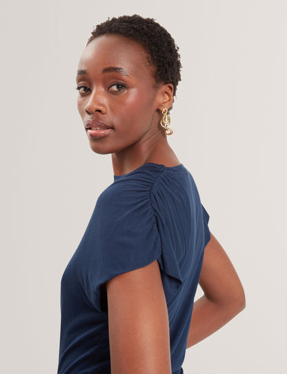 Ted Baker Elmie Gathered Shoulder Short Sleeve Jersey Tshirt Women's