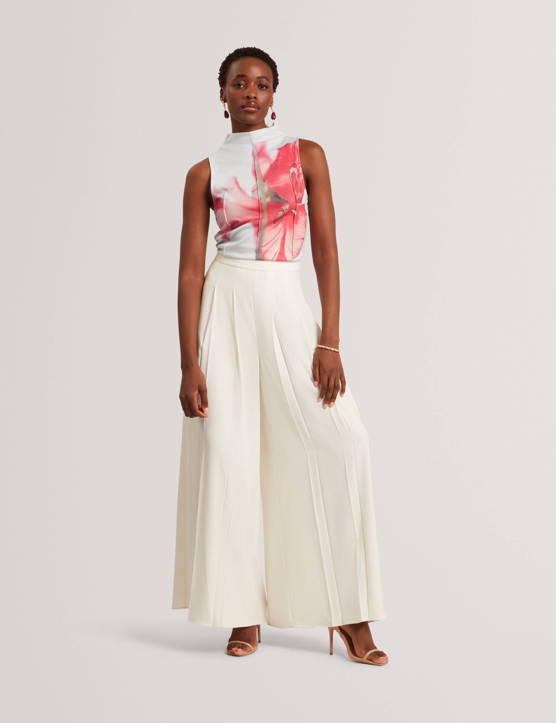 Ted Baker Harplnn Floral High Neck Jersey Tank Top Women's