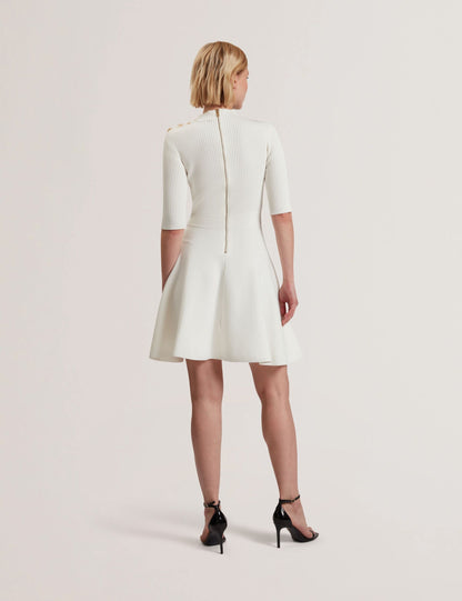 Ted Baker Lilano Ribbed Skater Dress With Rose Buttons Women's