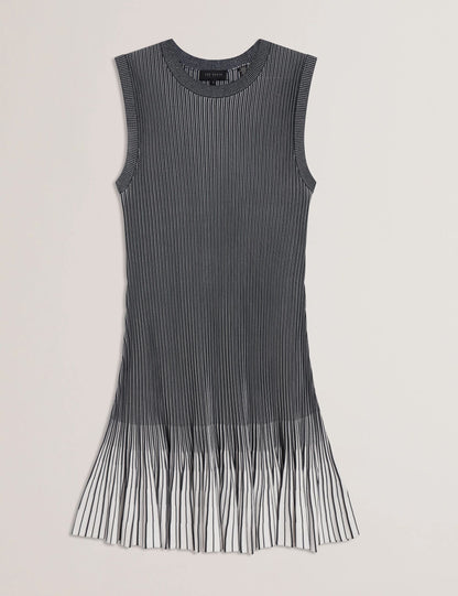 Ted Baker Lilyo Ribbed Knit Flippy Hem Sleeveless Mini Dress Women's