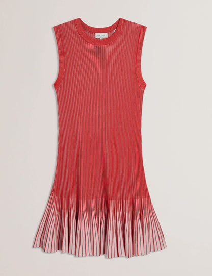 Ted Baker Lilyo Ribbed Knit Flippy Hem Sleeveless Mini Dress Women's