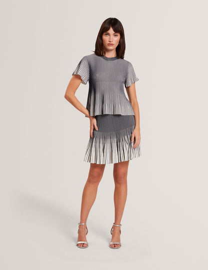 Ted Baker Hethrr Textured Knit Fluted Short Sleeve Top Women's