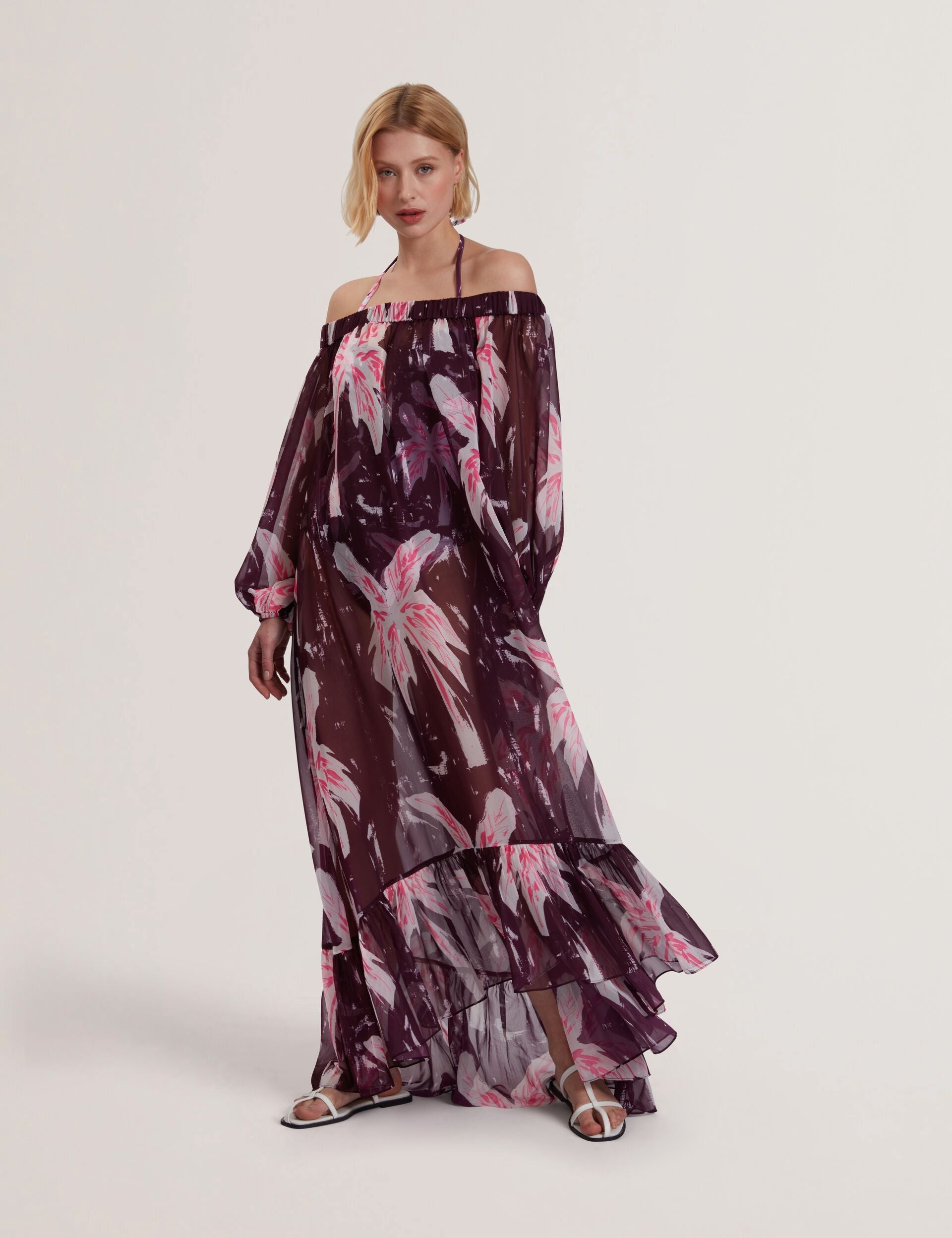 Ted Baker Montaya Floral Bardot Maxi Dress Beach Coverup Women's