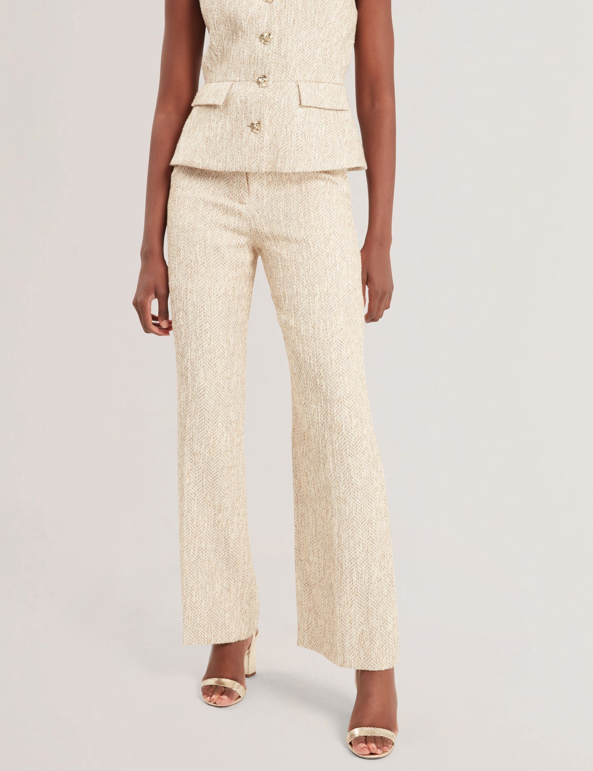 Ted Baker Vulpat Boucle Herringbone Wide Leg Tailored Trousers Women's