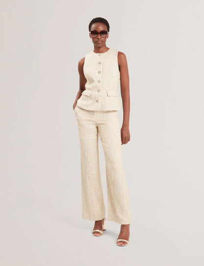 Ted Baker Vulpat Boucle Herringbone Wide Leg Tailored Trousers Women's