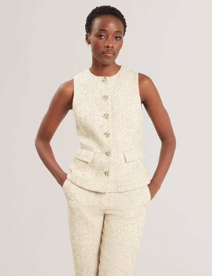 Ted Baker Vulpat Boucle Herringbone Wide Leg Tailored Trousers Women's