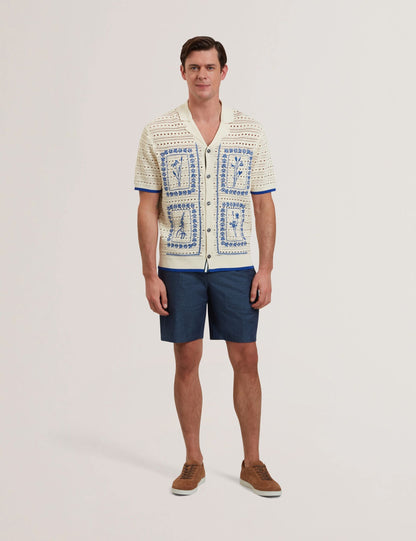 Ted Baker Barri Embroidered Crochet Short Sleeve Shirt