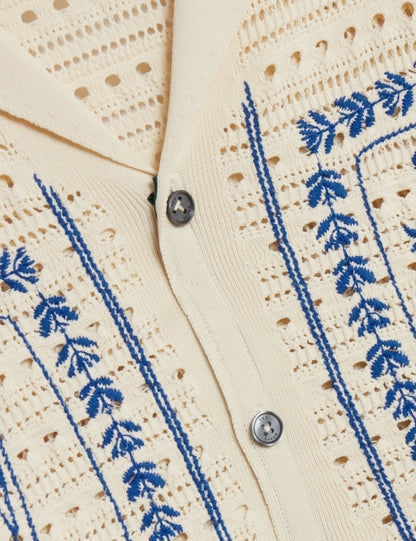 Ted Baker Barri Embroidered Crochet Short Sleeve Shirt