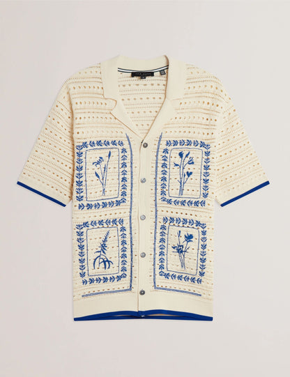 Ted Baker Barri Embroidered Crochet Short Sleeve Shirt