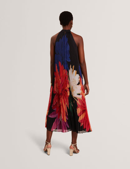 Ted Baker Scotlia Bold Bloom Pleated Halter Neck Midi Dress Women's