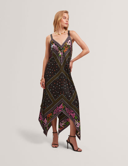 Ted Baker Lariia Scarf Print Asymmetric Midi Slip Dress Women's