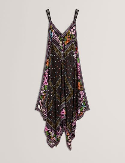 Ted Baker Lariia Scarf Print Asymmetric Midi Slip Dress Women's